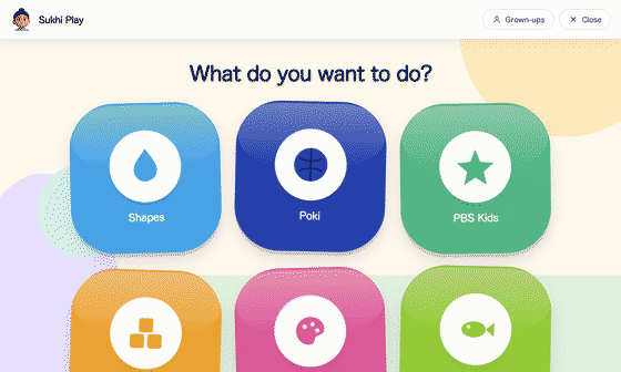 The app running: a child picking a tile and playing, adverts being counted as they are blocked, the one minute warning, the screen that stops play time, a grown-up holding the button for three seconds, and choosing to grant fifteen more minutes